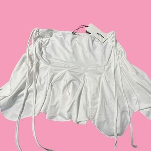 KOLLYY White Ruched Skirt